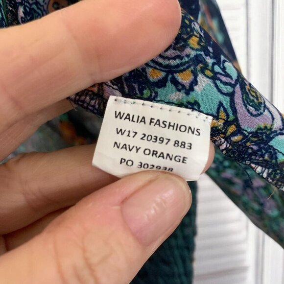 Band of Gypsies Short Sleeve Kimono Boho Paisley Floral Print Blue Orange Sm/Med - Picture 4 of 5